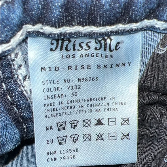Miss Me Dream Catcher Skinny Jeans with Embellished Pockets Size 30 - Picture 8 of 11